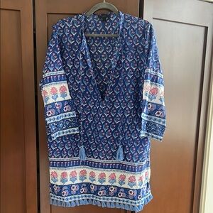 J. Crew Blue and White Patterned Swim Coverup